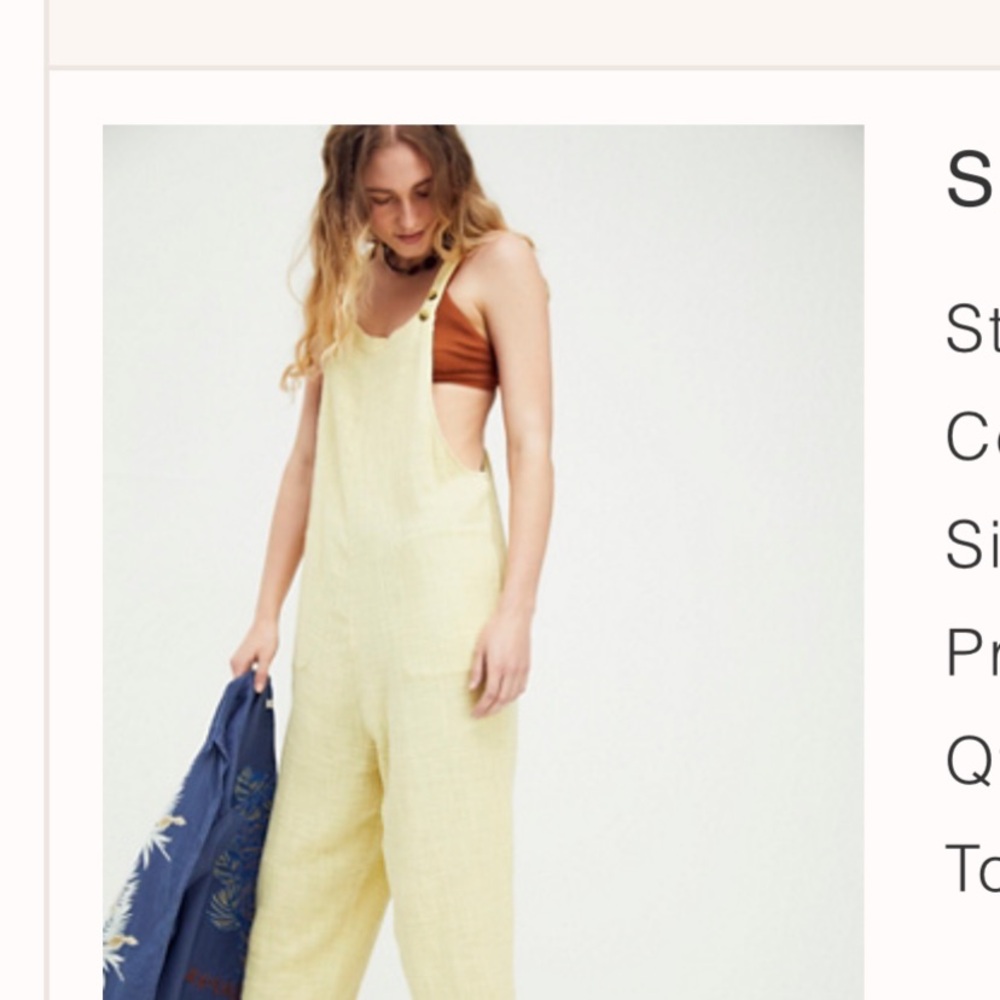 Free People Yellow Overalls